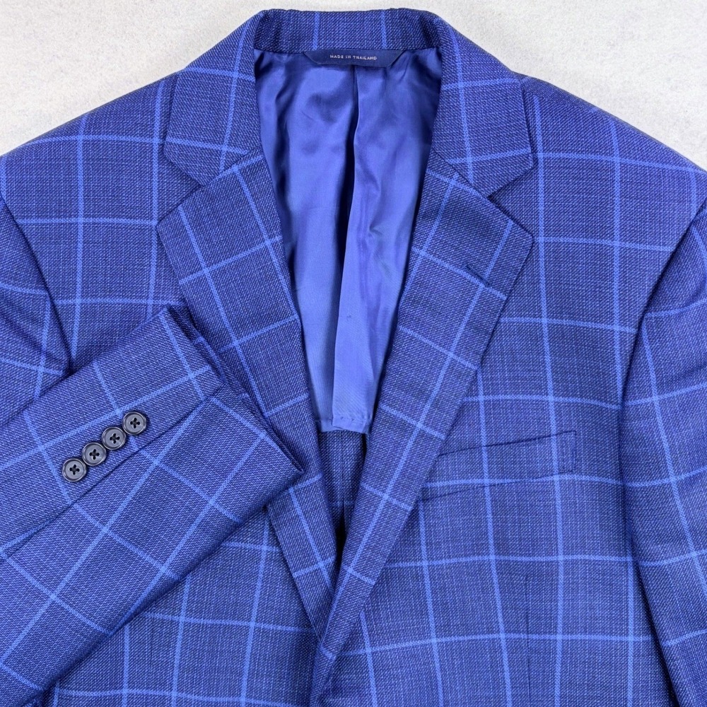Brooks Brothers Regent Fit Blue Windowpane Wool Blazer Sport Coat Mens 40S